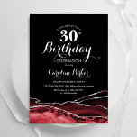 Black Red White Agate 30års födelsedag Inbjudningar<br><div class="desc">Svart,  röd,  vit och silver agate 30års födelsedag-inbjudan. Elegantens moderna design med vattenfärgad bakgrund,  faux glitter silver och typsnitt för färgskript. Trendig inbjudan-kortets perfekt för en snyggt kvinnor i firande. Skrivna Zazzle-inbjudningar eller digital utskrivbar mall för omedelbar nedladdning.</div>