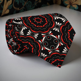 Black Red White Ethnic Ornate Geometric Mönster Slips