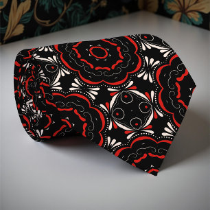 Black Red White Ethnic Ornate Geometric Mönster Slips