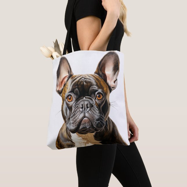 BLACK RED WHITE FRANSK BULLDOG HUND TYGKASSE (Närbild)