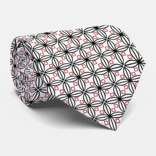 Black Red White Geometric White Tie Slips
