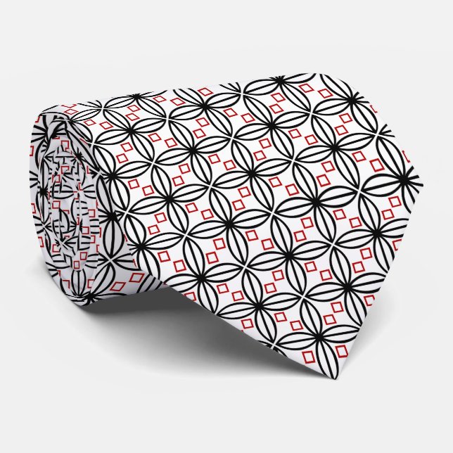 Black Red White Geometric White Tie Slips (Rullad)
