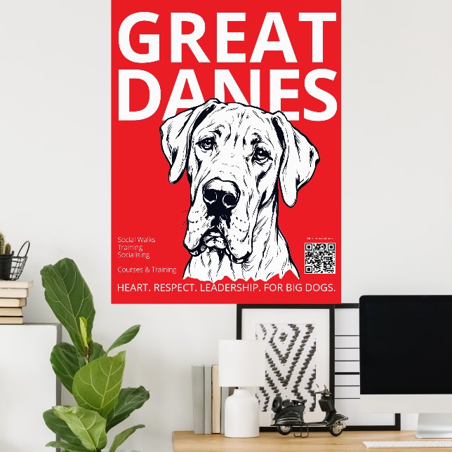 Black Red White Grand Danes Tränare  Poster (Hemmakontoret)
