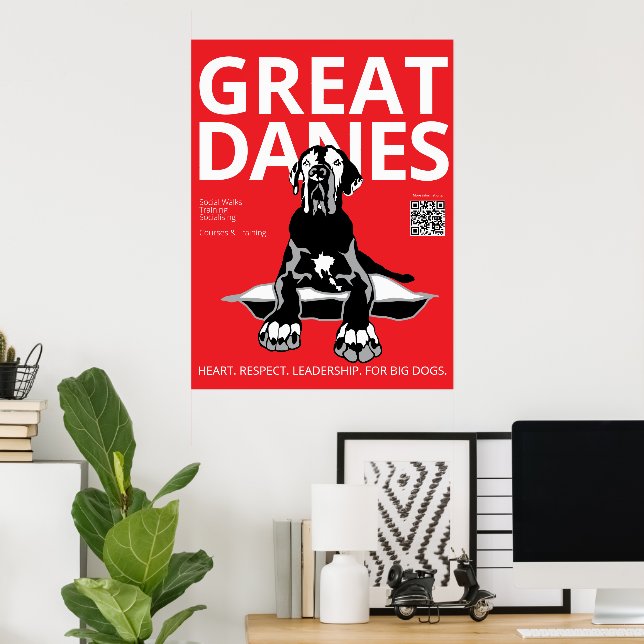 Black Red White Grand Danesk Tränare  Poster (Hemmakontoret)