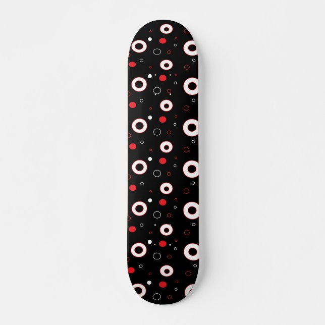Black Red White Linjer och Polka Dot Abstrakt Mini Skateboard Bräda 18,7 Cm (Framsida)