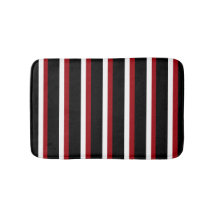 Black Red White Stripe Bathroom Mat