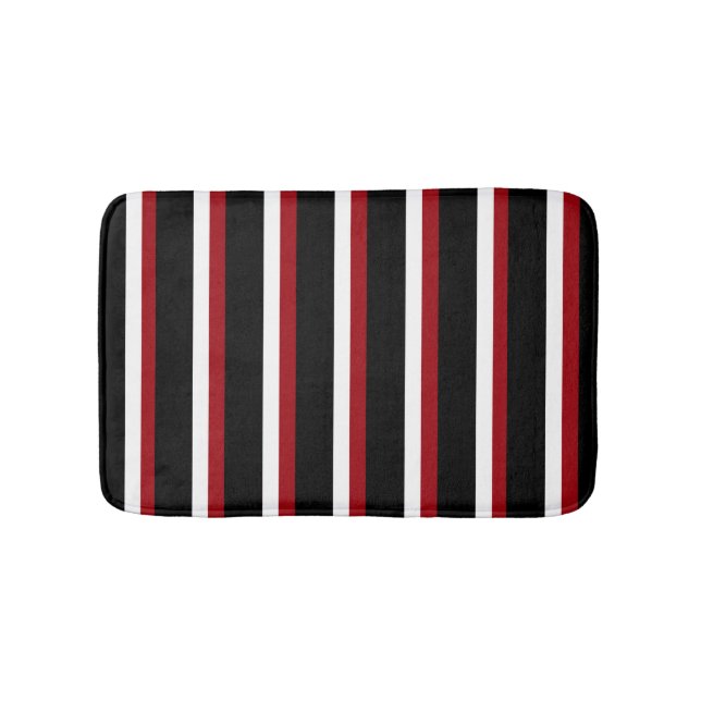 Black Red White Stripe Bathroom Mat Badrumsmatta (Framsidan)