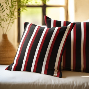 Black Red White Stripe Dekorativ kudde