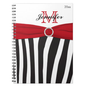 Black Red White Zebra Stripe - bärbar dator Anteckningsbok Med Spiral