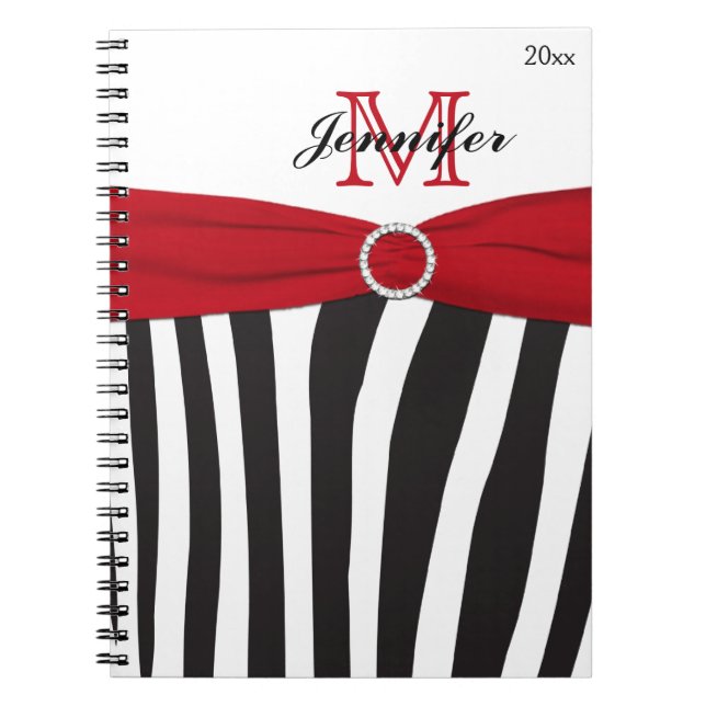 Black Red White Zebra Stripe - bärbar dator Anteckningsbok Med Spiral (Framsidan)