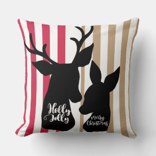 Black Reindeer Chevron Rand julpillow Kudde