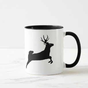 Black Reindeer Silhouette White Mugg
