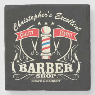 Black Retro Barbershop Manar Stylist Monogram Stenunderlägg