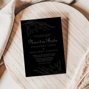 Black Retro Boho Löv Nuestra Boda Bröllop Inbjudningar