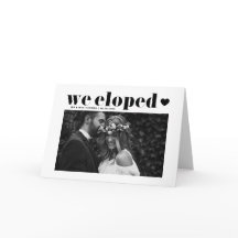 Black Retro Fold Typography Bröllop Elopement