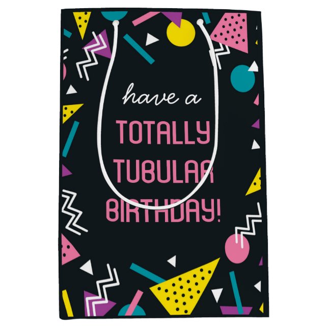 Black Retro Funny 80s Slang Birthday Gift Bag (Framsidan)