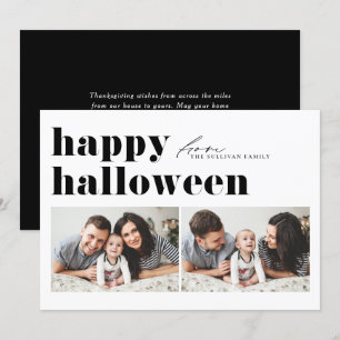 Black Retro Typography Happy halloween Two Photo Julkort