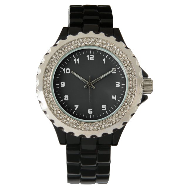 Black Rhinestone Watch Armbandsur (Framsida)
