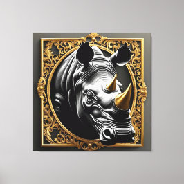 Black rhino guld, ram canvastryck