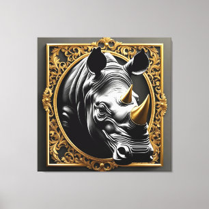Black rhino guld, ram canvastryck