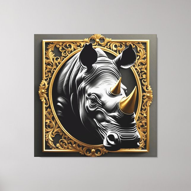 Black rhino guld, ram canvastryck (Framsida)