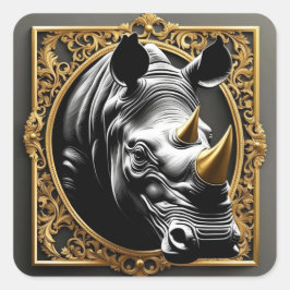 Black rhino guld, ram fyrkantigt klistermärke