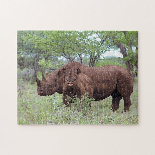 Black Rhino med Calf Pussel (Horisontell)