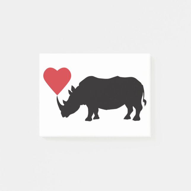 Black-Rhino-with-Heart Post-it Block (Framsida)