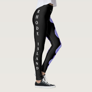 Black Rhode island Violet State Flower Leggings