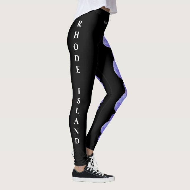 Black Rhode island Violet State Flower Leggings (Höger)