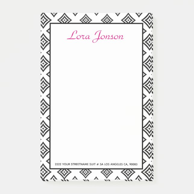 Black Rhomboid på vit bakgrund Post-it Block (Framsida)