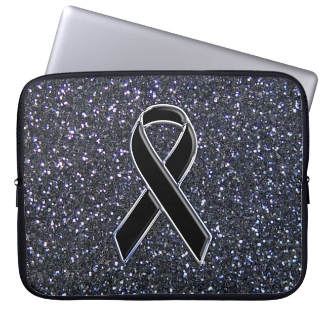 Black Ribbon Awareness Midnight Blue Laptop Sleeve (Framsidan)