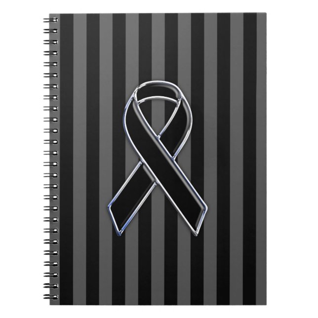 Black Ribbon Awareness Rand Anteckningsbok (Framsidan)