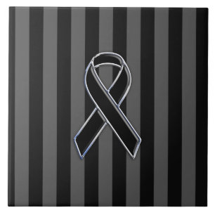 Black Ribbon Awareness Rand Kakelplatta