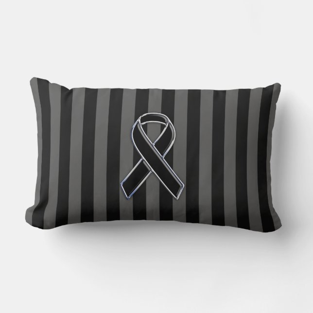 Black Ribbon Awareness Rand Lumbarkudde (Framsida)