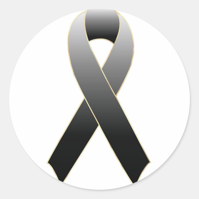 Black Ribbon Awareness Sticker Runt Klistermärke (Framsida)