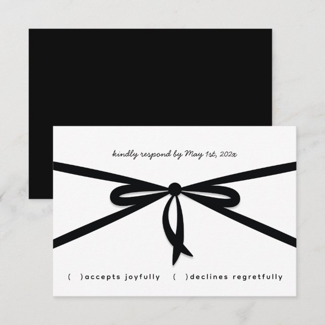 BLACK RIBBON & BOW OSA KORT (Fram/baksida)