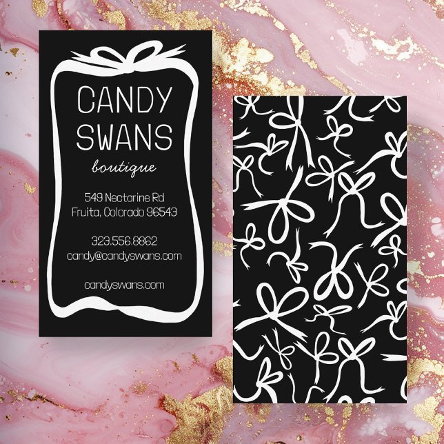 Black Ribbon Bows Sweet Anpassningsbar Feminine Cu Visitkort (Black Ribbon Bows Sweet Custom Feminine Cute Girly Business Card
)