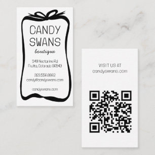 Black Ribbon Bows Sweet Anpassningsbar QR Code Gir Visitkort