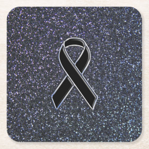 Black Ribbon Decor Underlägg Papper Kvadrat