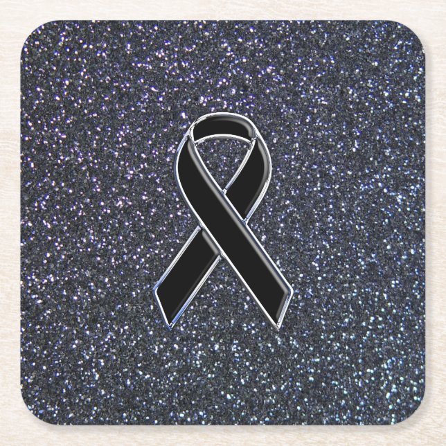 Black Ribbon Decor Underlägg Papper Kvadrat (Framsidan)