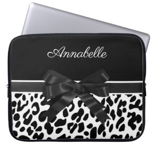 Black Ribbon Leopard Skriv ut Laptop Fodral
