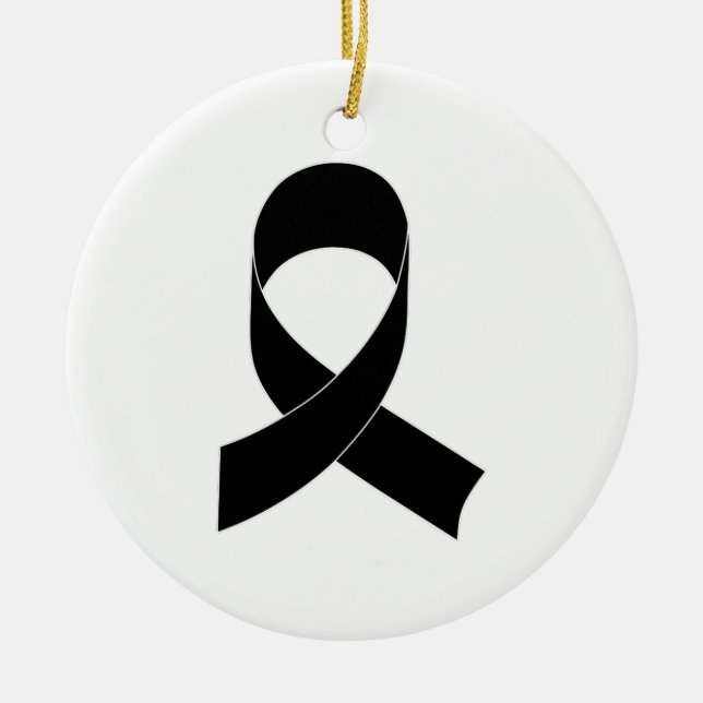 Black Ribbon Teckning Julgransprydnad Keramik (Framsidan)