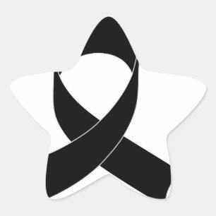 Black Ribbon Teckning Stjärnformat Klistermärke