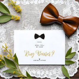 Black Ring Bearer Vintage Bow Bröllop Frieri Vykort