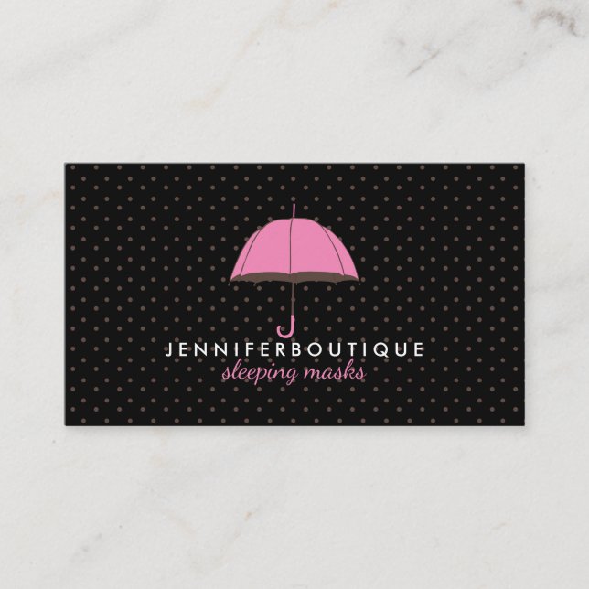 Black Rining Winter Polka dots Umbrella Visitkort (Framsida)