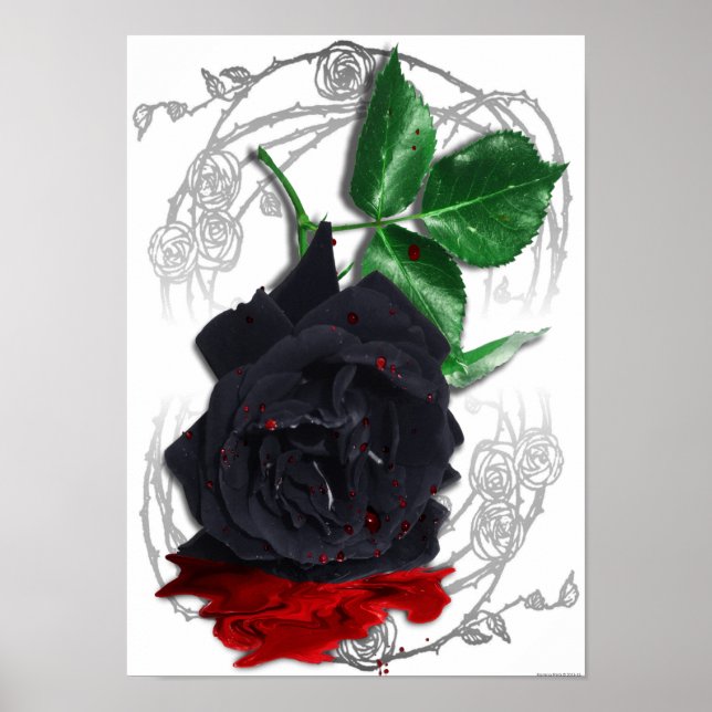 Black Ro Bleeding Blood Surreal Gothic Poster (Framsidan)