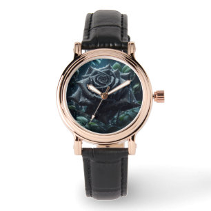 Black Ro Blommigt Armbandsur