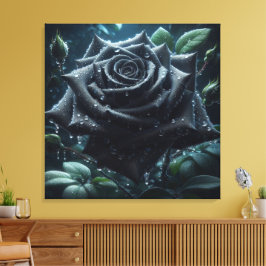Black Ro Blommigt Canvastryck