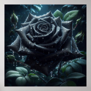 Black Ro Blommigt Poster